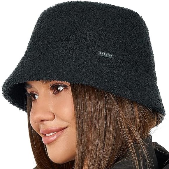Braxton Women   Fuzzy Bucket Winter Plush Faux Fur  Fluffy Sherpa Bucket Hat - Picture 1 of 1